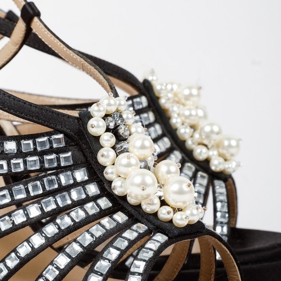 Valentino Crystal and Pearl Embellished Cage Sandals - Picture 7 of 10